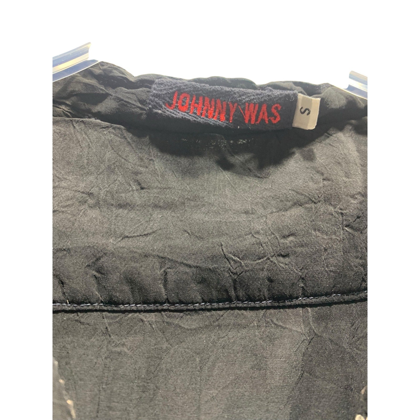 Johnny Was Embroidered Floral Top SZ Small Black Blouse Boho Summer Tunic