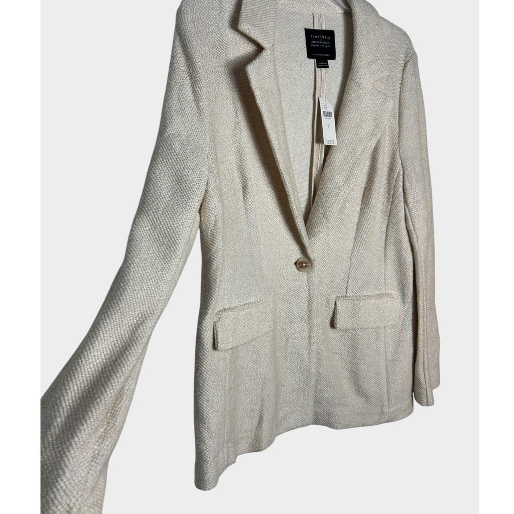 Sanctuary x Anthropologie Cream Textured Single Button Blazer Jacket Size L