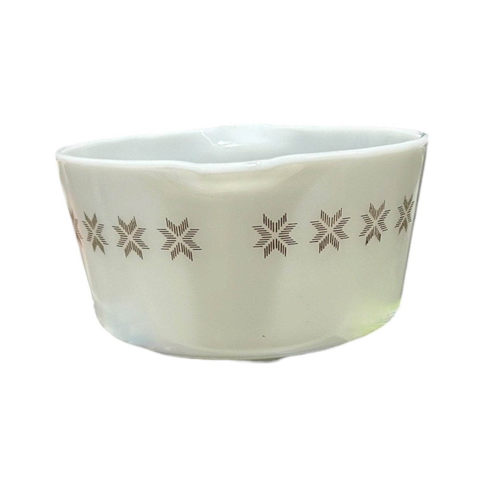 Vintage Pyrex 473 Town and Country 1 Qt Casserole Bowl Brown Snowflake White