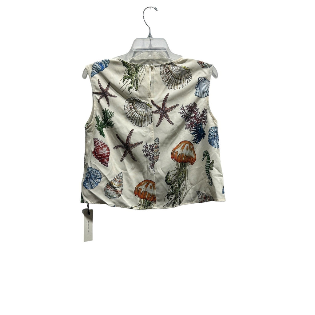 Commense Womens Sea Life Print Matching Set Cream Top and Shorts Medium NWT