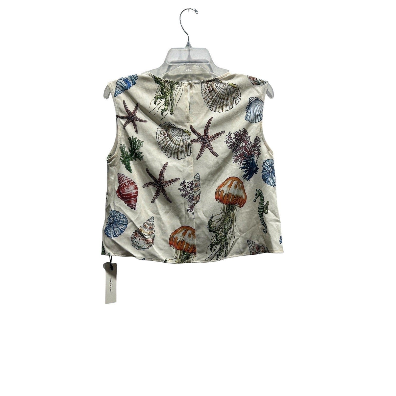 Commense Womens Sea Life Print Matching Set Cream Top and Shorts Medium NWT