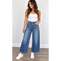 Pilcro and the Letterpress Wide Leg Denim Jeans Medium Wash Petite 25P High Rise