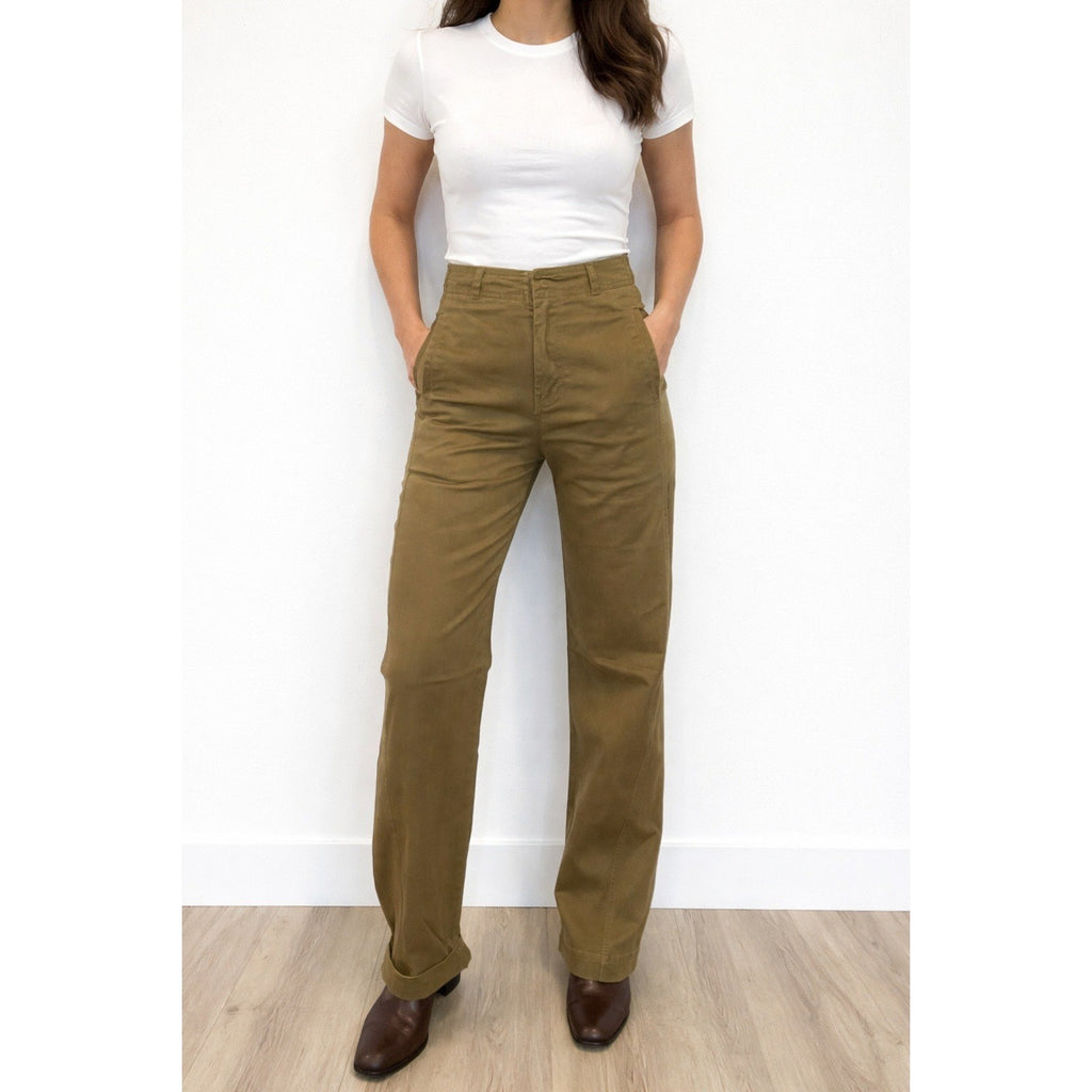 Habitual High Rise Wide Leg Army Green Pants HNM02107B Womens Size 2/26 NEW