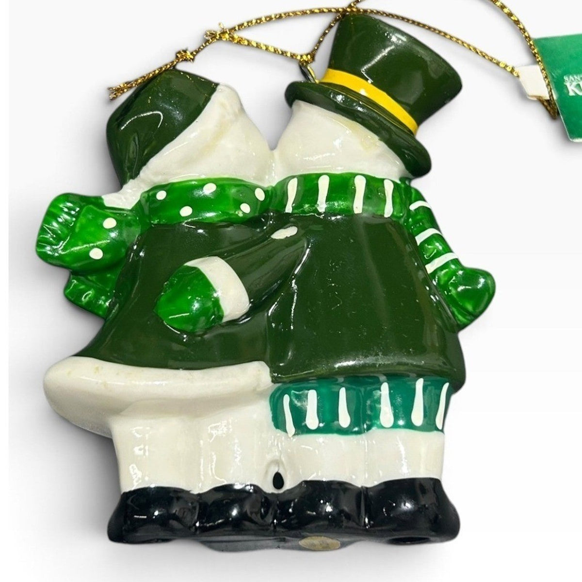 Kurt Adler 2012 Snowman Couple Shamrock Irish Christmas Ornament Green White