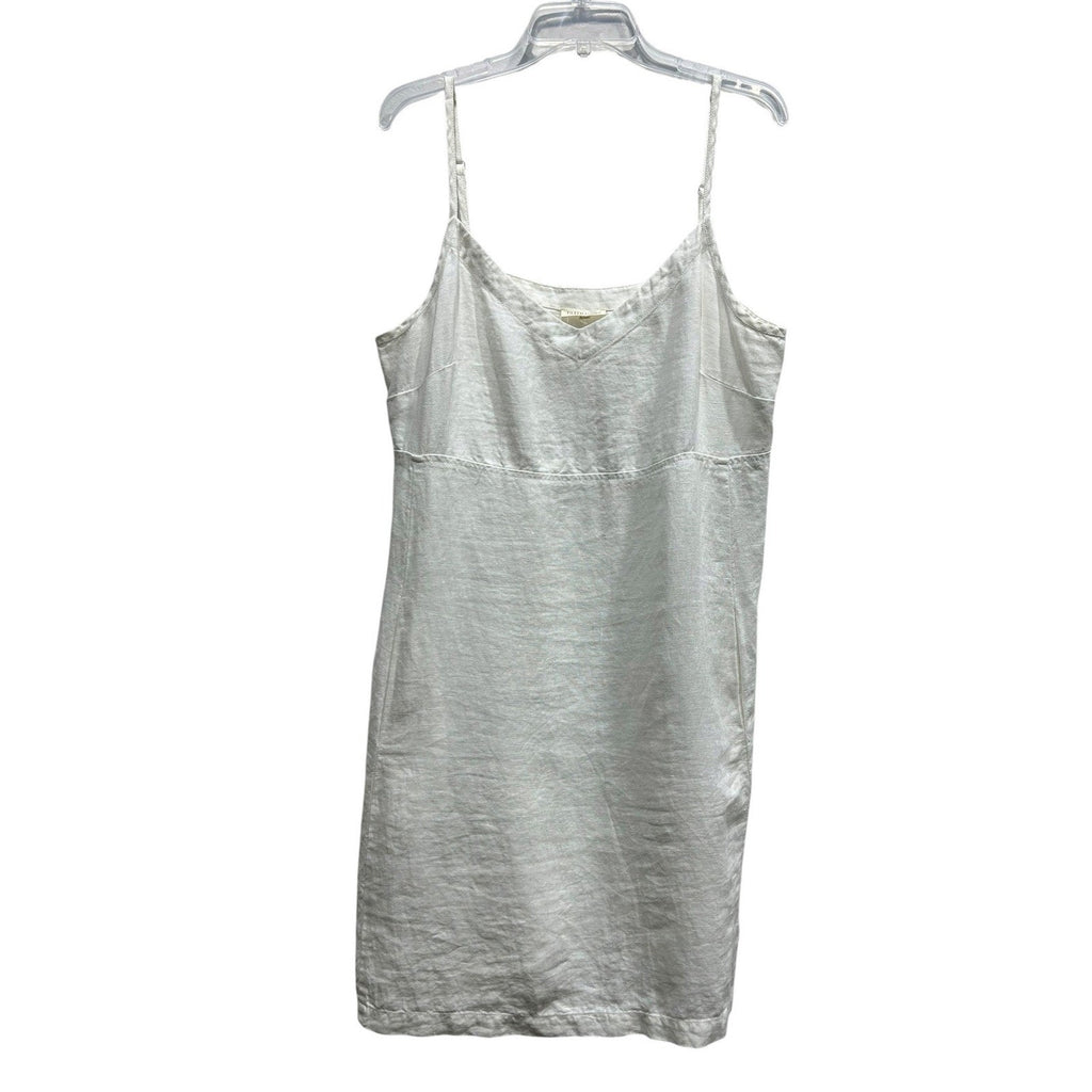 Eileen Fisher White 100% Linen Shift Dress Pockets women's Coastal resort Large