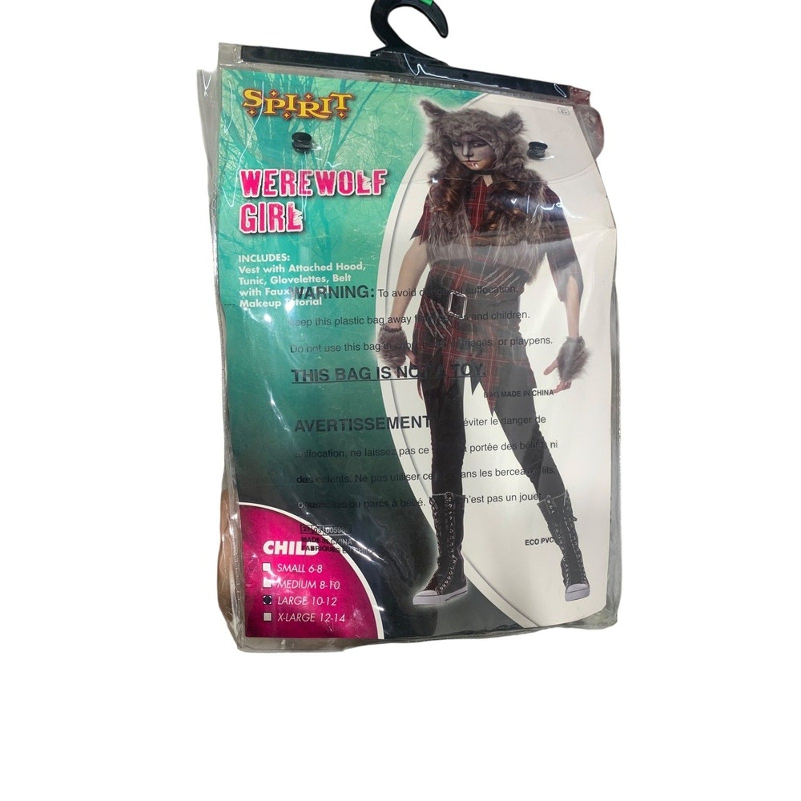 Spirit Halloween Werewolf Girl Costume Child Large 10-12 Outfit