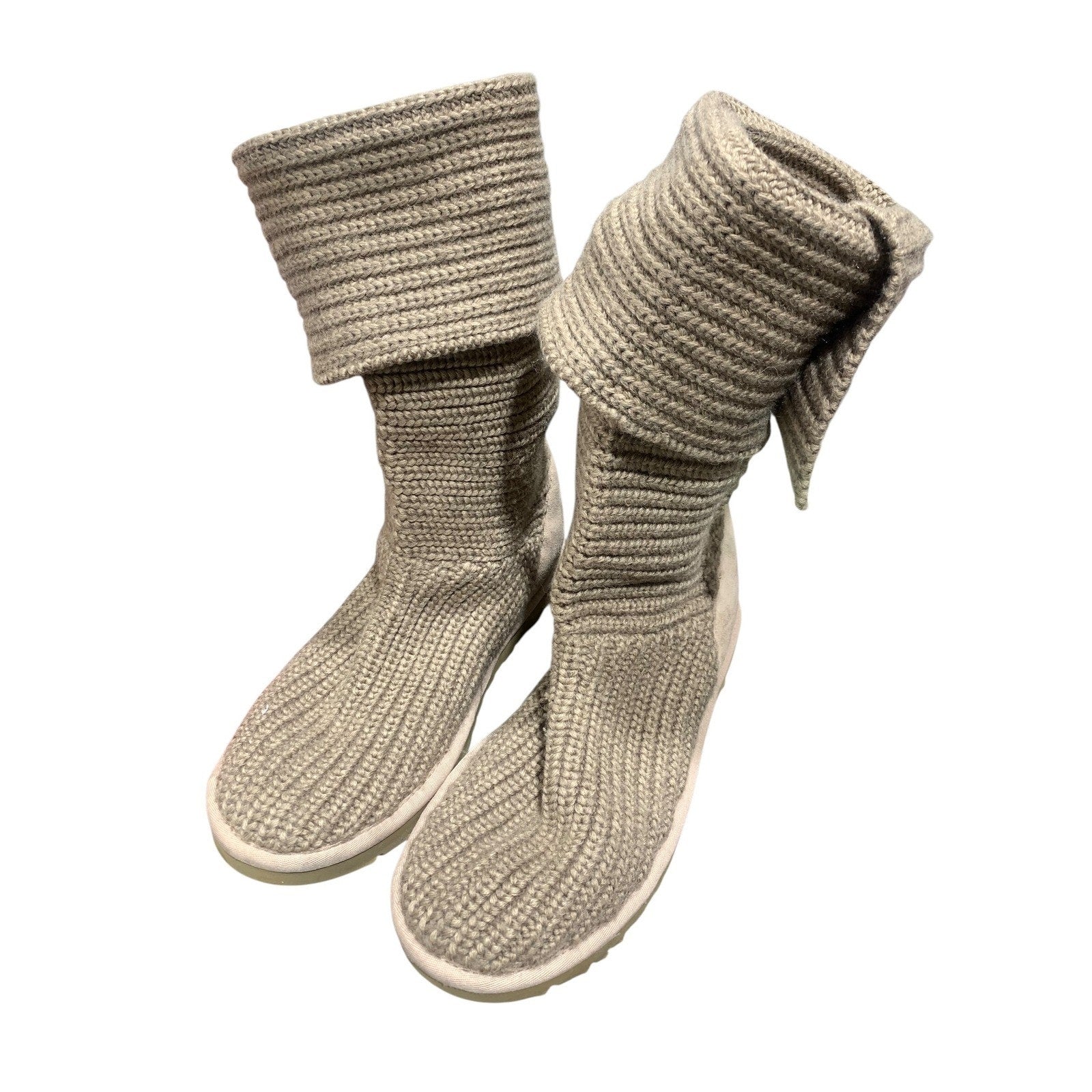 UGG Australia Cardy 5819 light brown/ beige Knit Button Tall Slouch Boots W 9