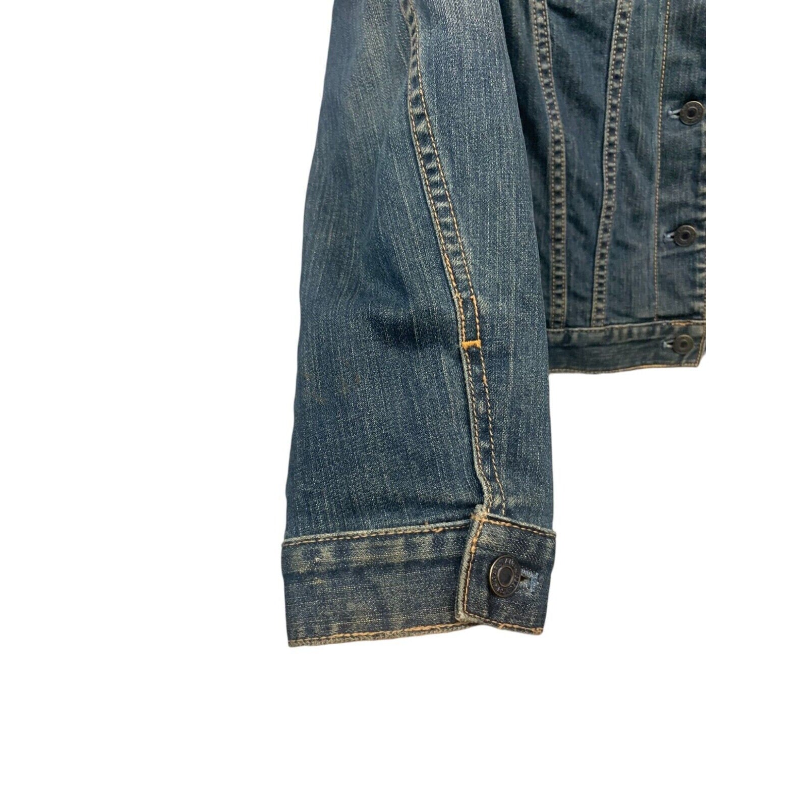 GAP Stretch Denim Jean Jacket Thick Wool Lining S Vintage Holiday 2003