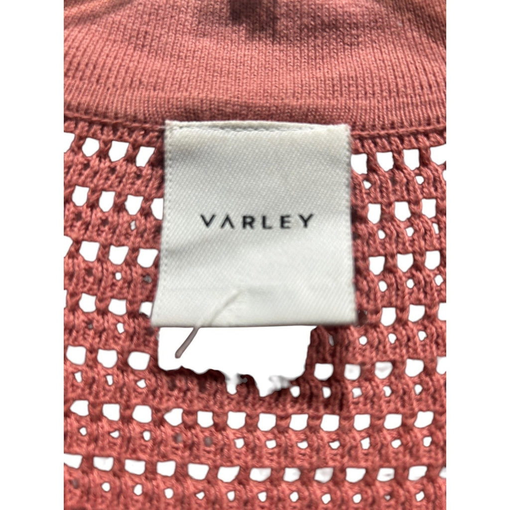 Varley Otto Knit Vest Terracotta Rose Cotton Open Knit Polo Sweater S Coastal