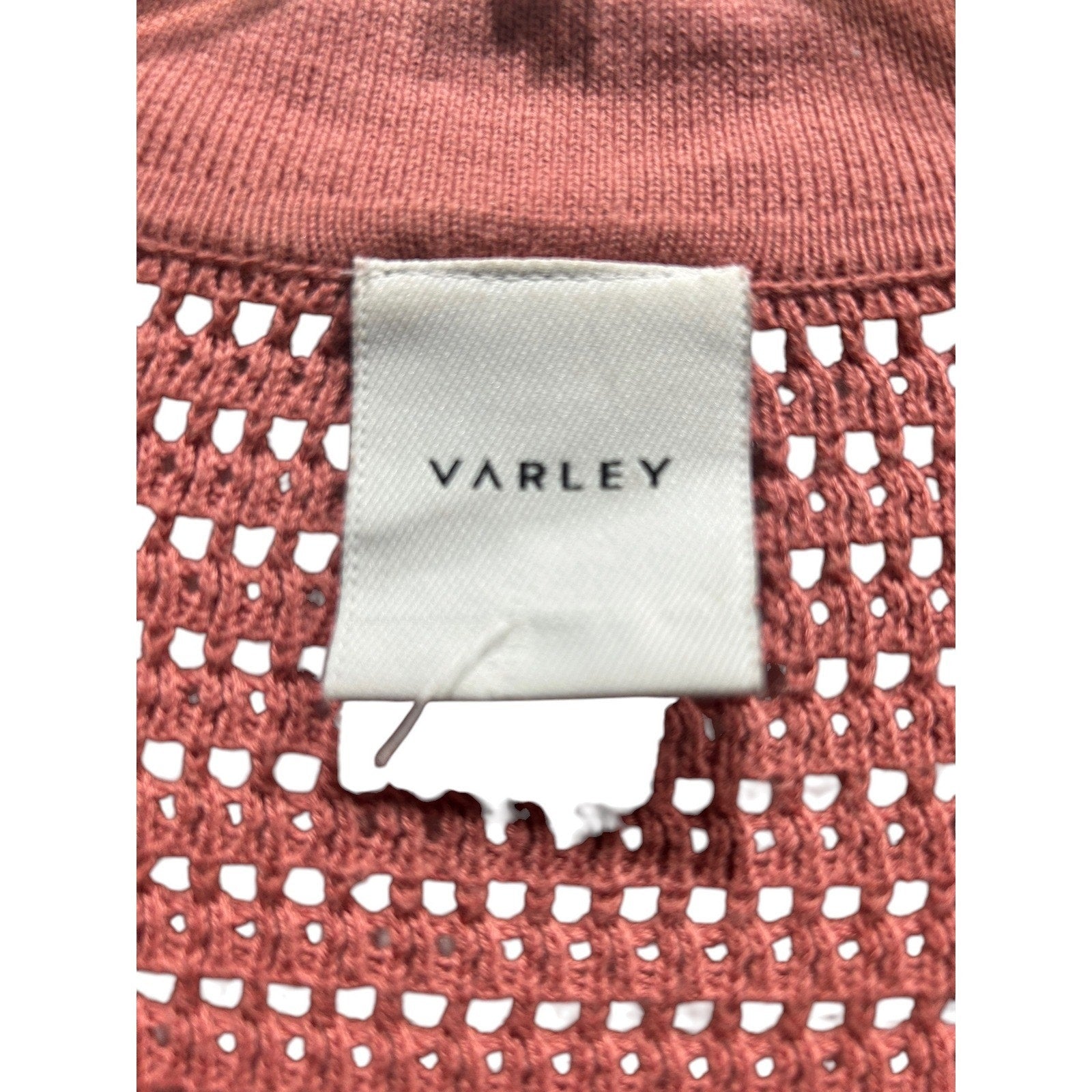 Varley Otto Knit Vest Terracotta Rose Cotton Open Knit Polo Sweater S Coastal