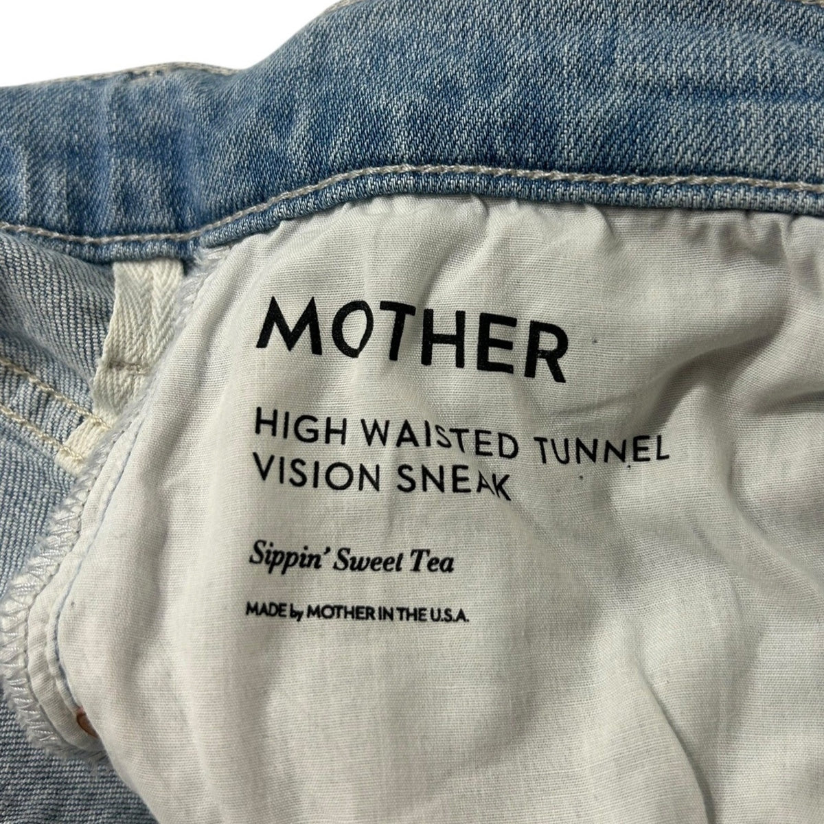MOTHER High Waisted Tunnel Vision Sneak Jeans Sippin Sweet Tea Light Wash 29
