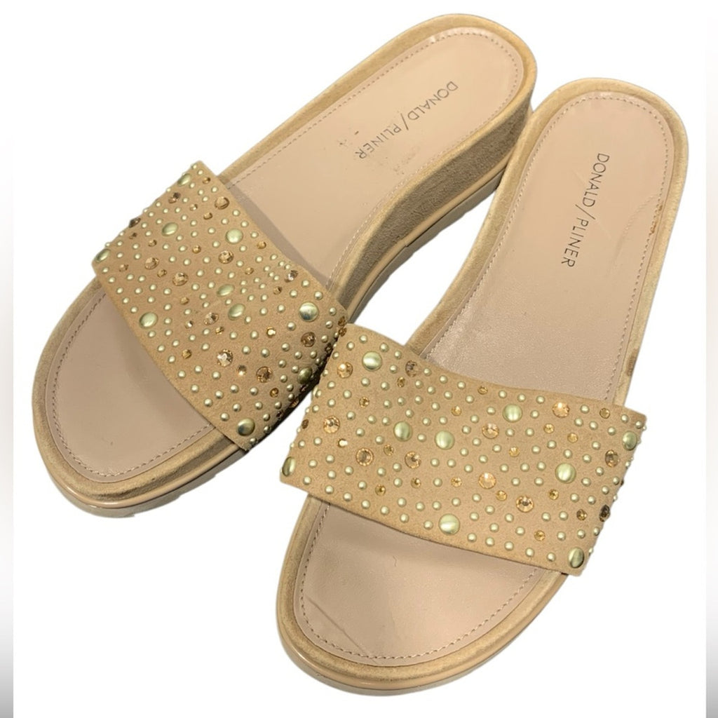Donald J. Pliner Cava Suede Studded Slide SZ 9