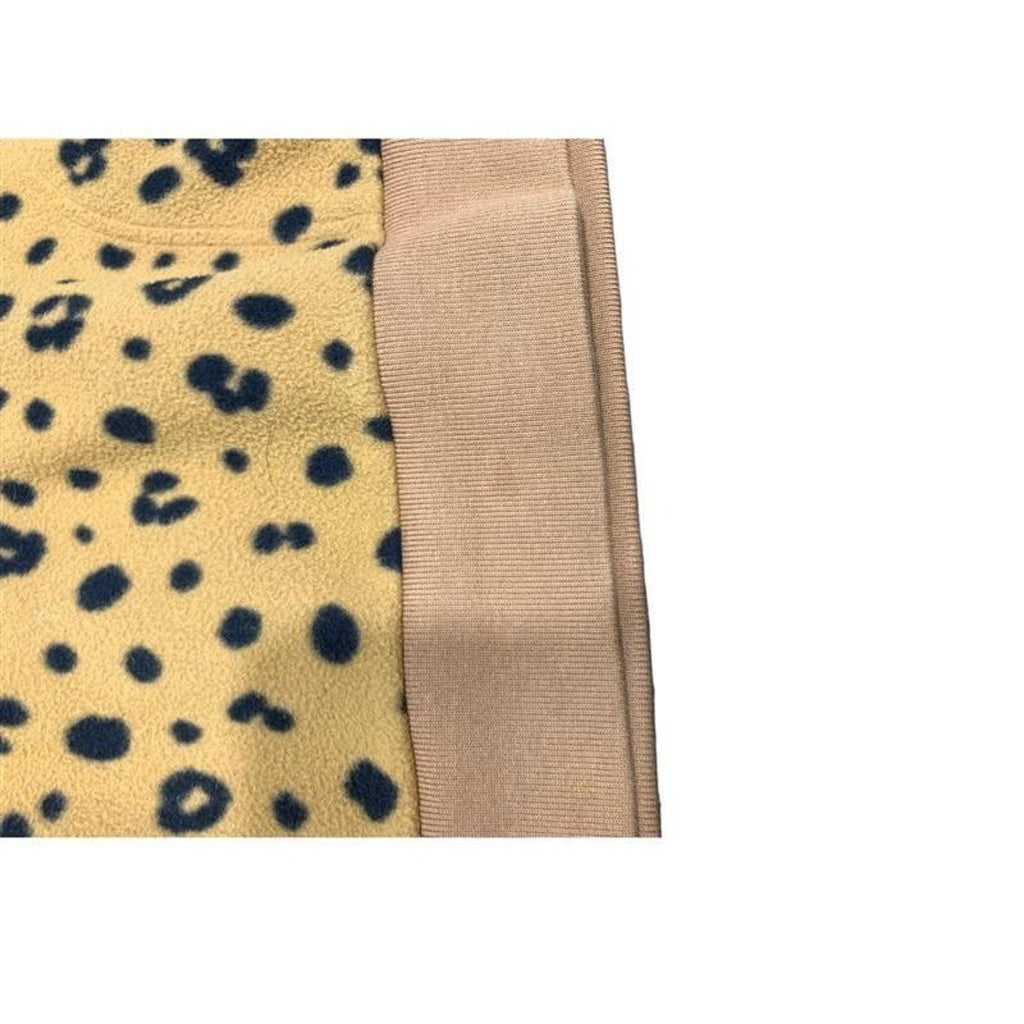 NWT Madewell Leopard Print Quarter Zip Fleece Pullover Mustard Tan Black MC205 L
