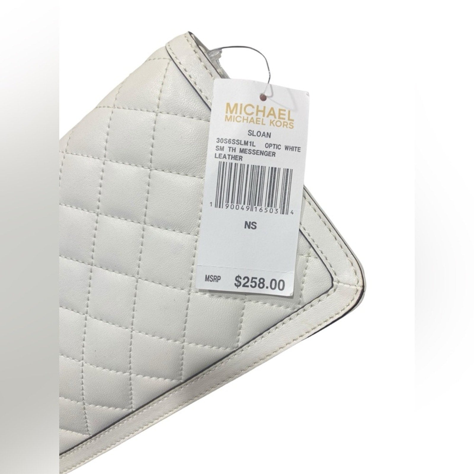 NWT MICHAEL Michael Kors SLOAN MESSENGER White and Silver Crossbody Bag