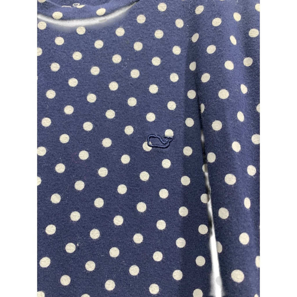 Vineyard Vines Girls Dress Size M (10-12) Blue White Polka Dot Short Sleeve