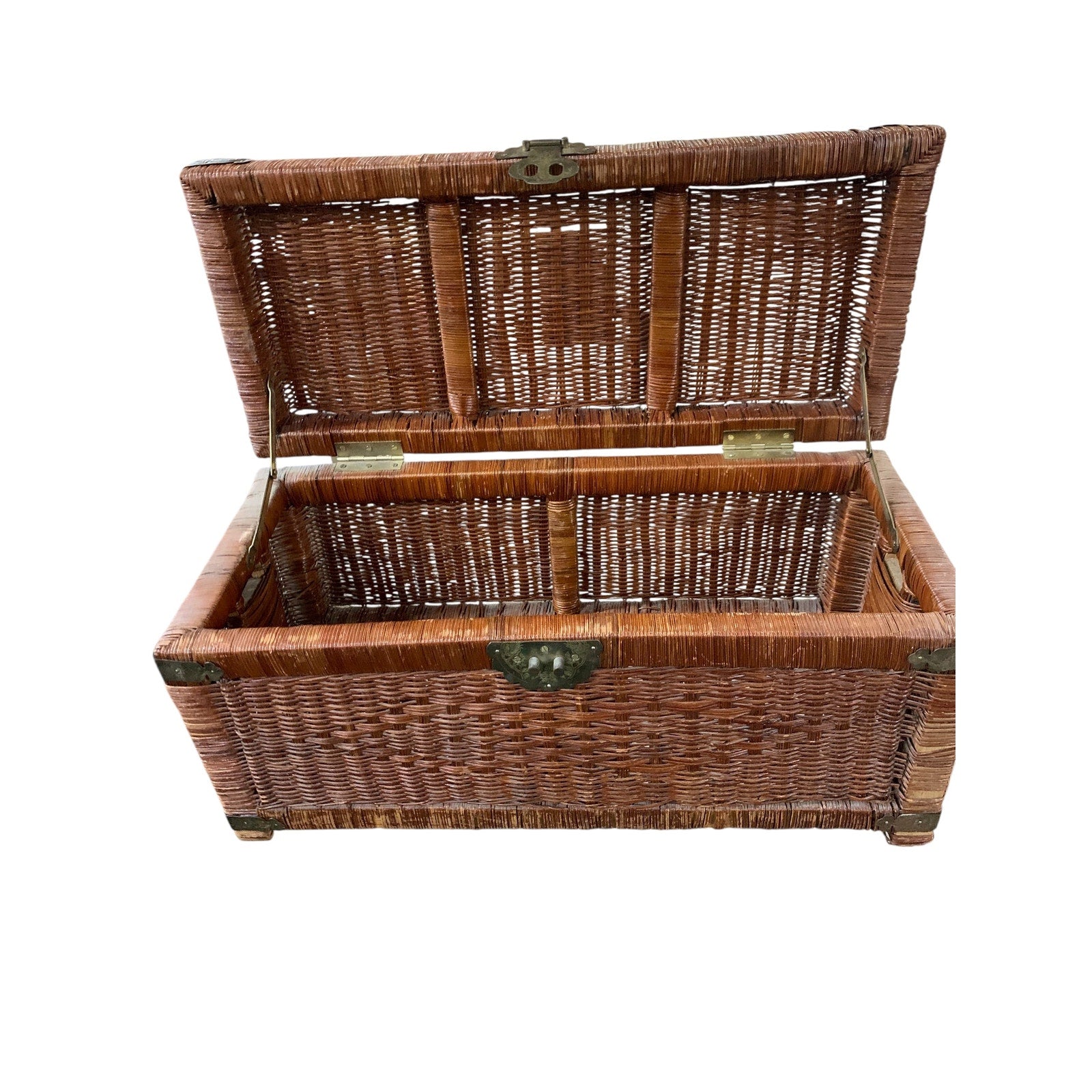 Vintage Chinoiserie Hand Woven Wicker Chest 28"
