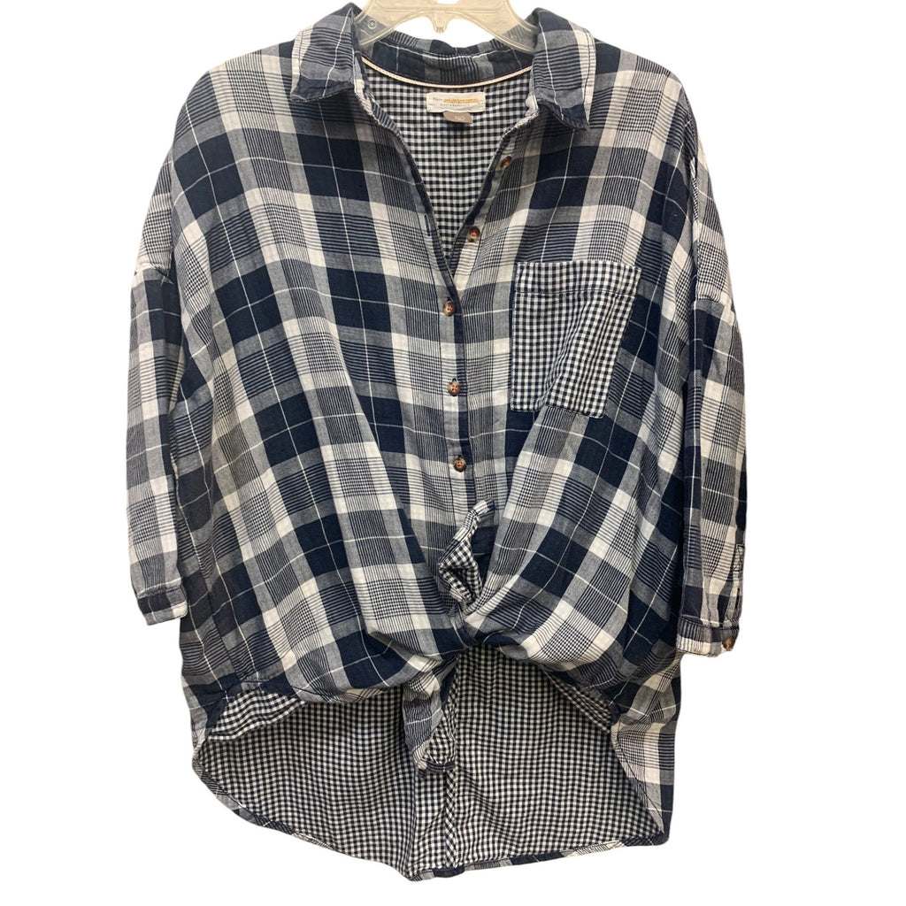 Anthropologie Pilcro Plaid Boyfriend Button Down Shirt SZ XS/S