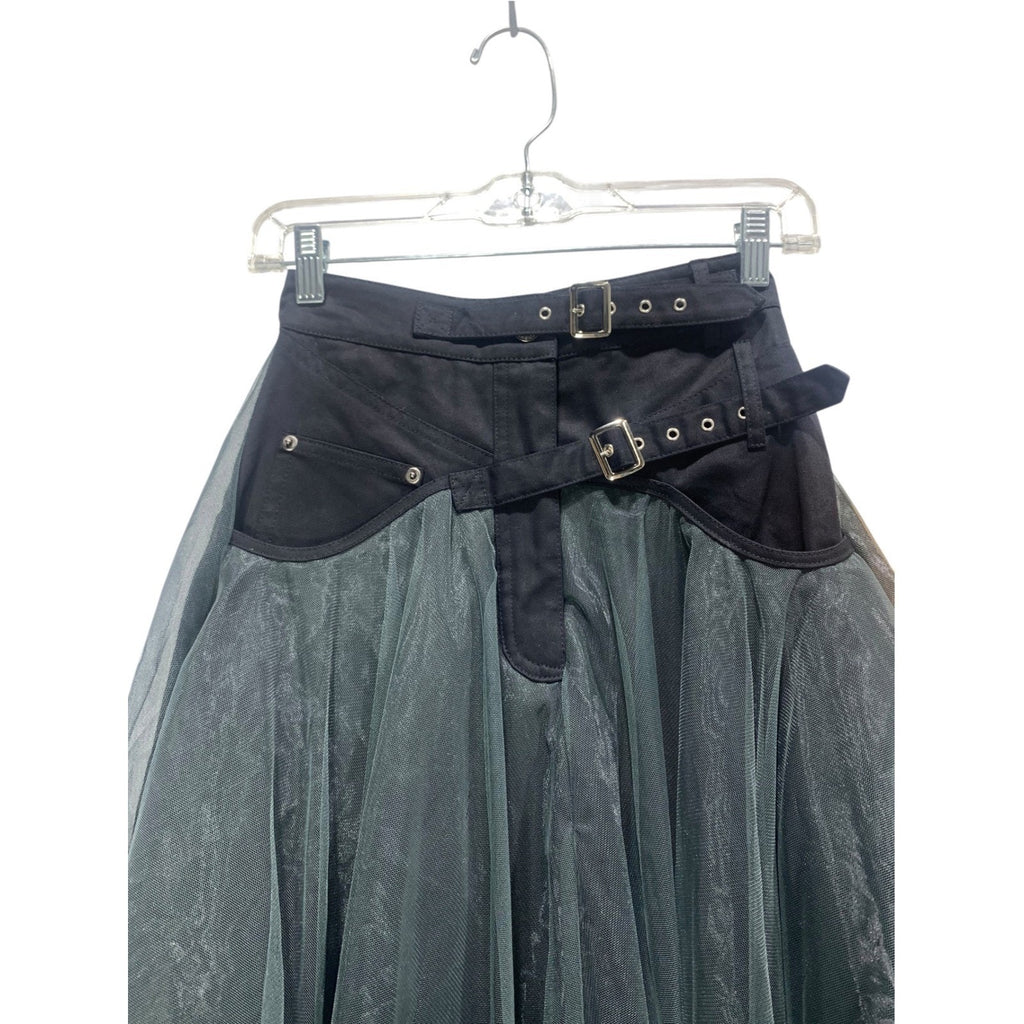 Madonna & Co Womens Black denim Tulle skirt in black & grey whimsigoth witchy S