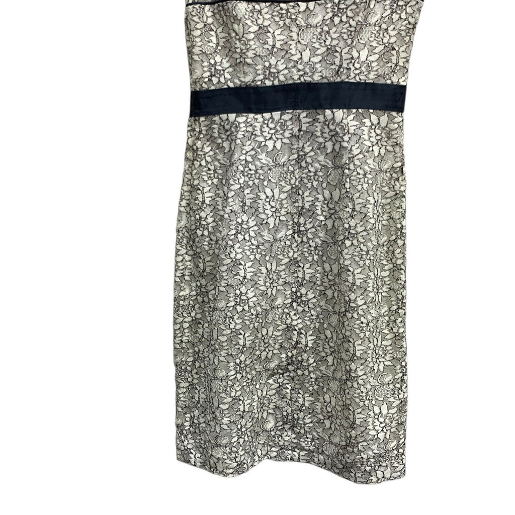 Banana Republic Womens White Navy Floral Lace Sleeveless Sheath Dress Size 0 NWT