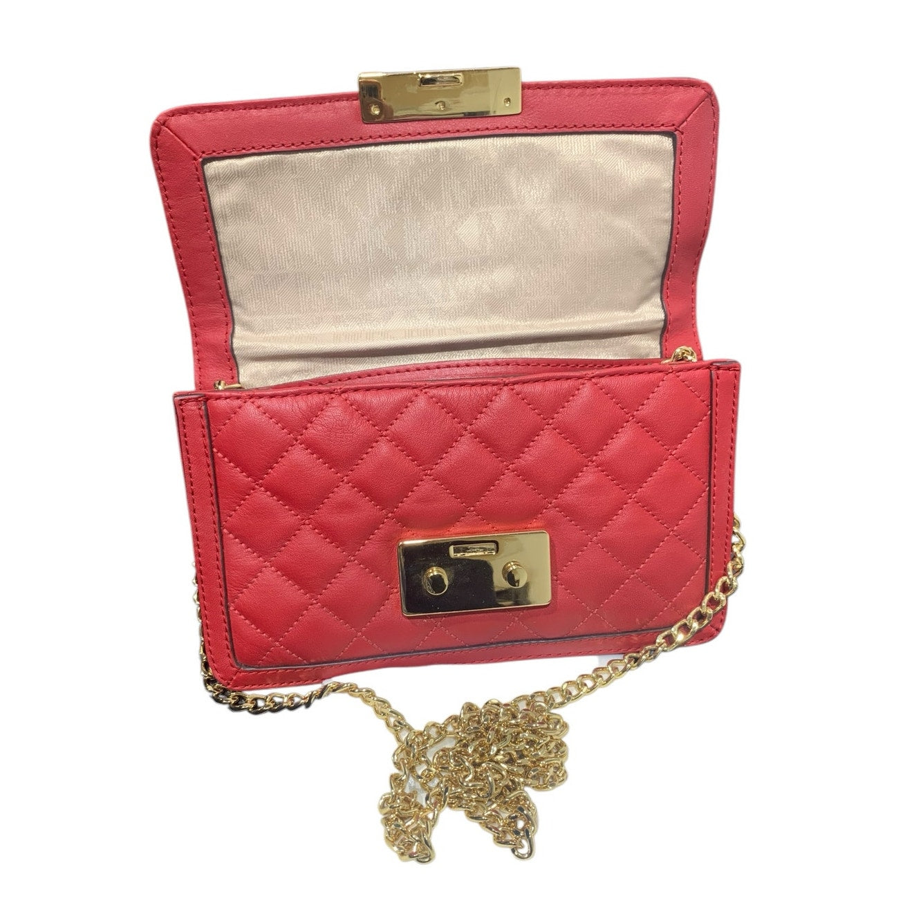 MICHAEL Michael Kors SLOAN MESSENGER Red and Gold Crossbody Bag