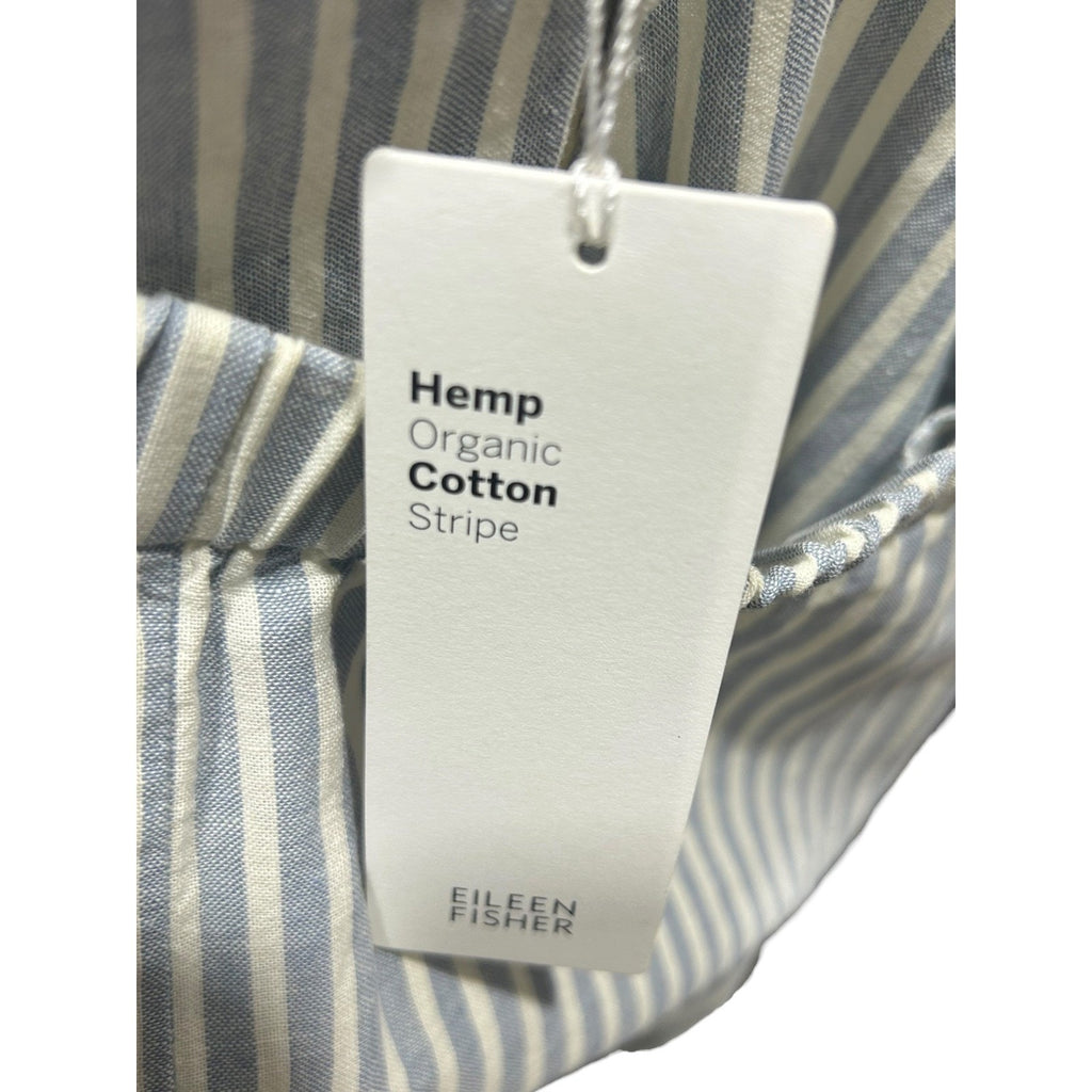 Eileen Fisher Hemp Organic Cotton Striped Ankle Pant Blue White M S8JWS-P2522M