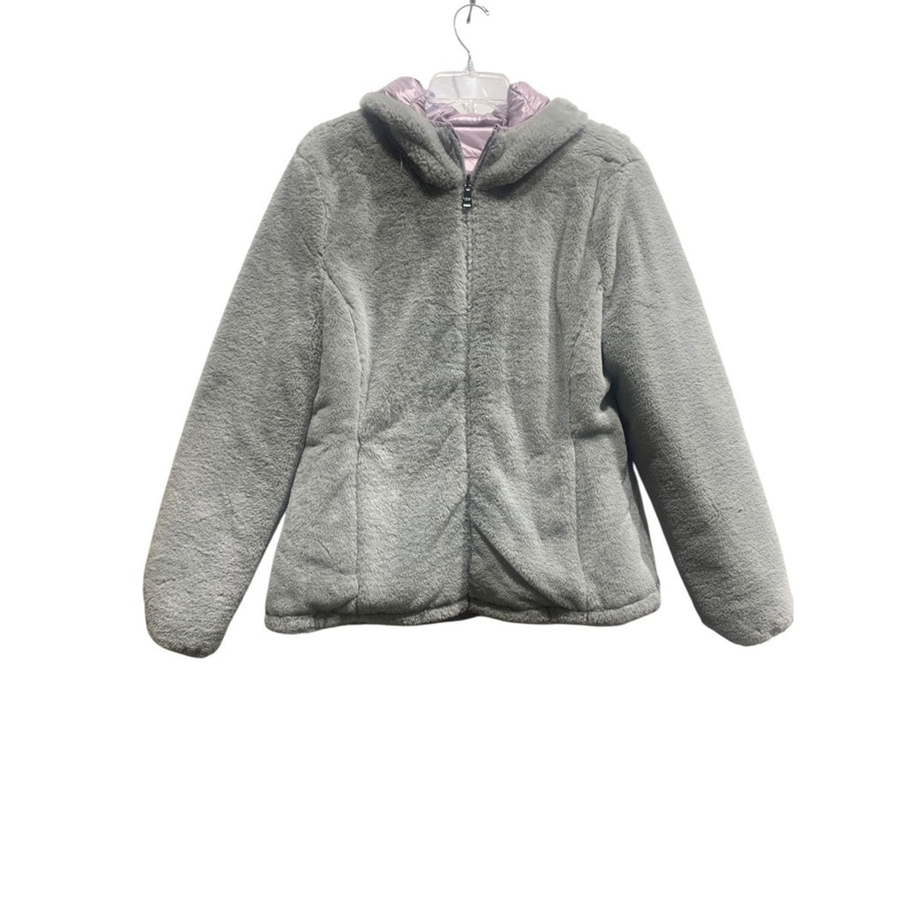Andrew Marc Women's Puffer Jacket L Reversible Faux Fur Hooded Lightweight Coat