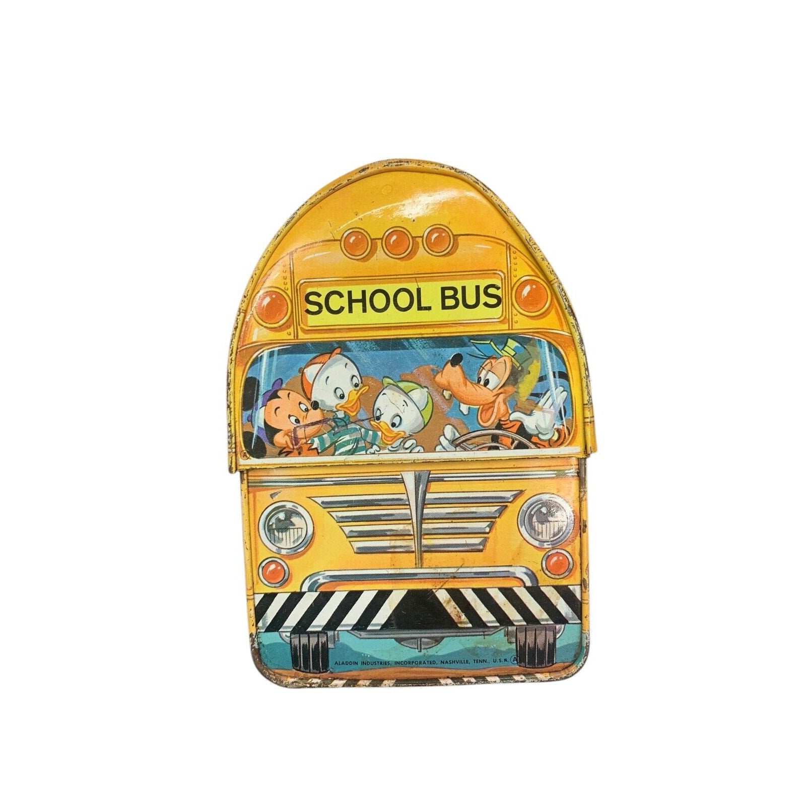 Vintage Disney Lunchbox School Bus with Mickey Mouse, Goofy, Donald Duck, more!