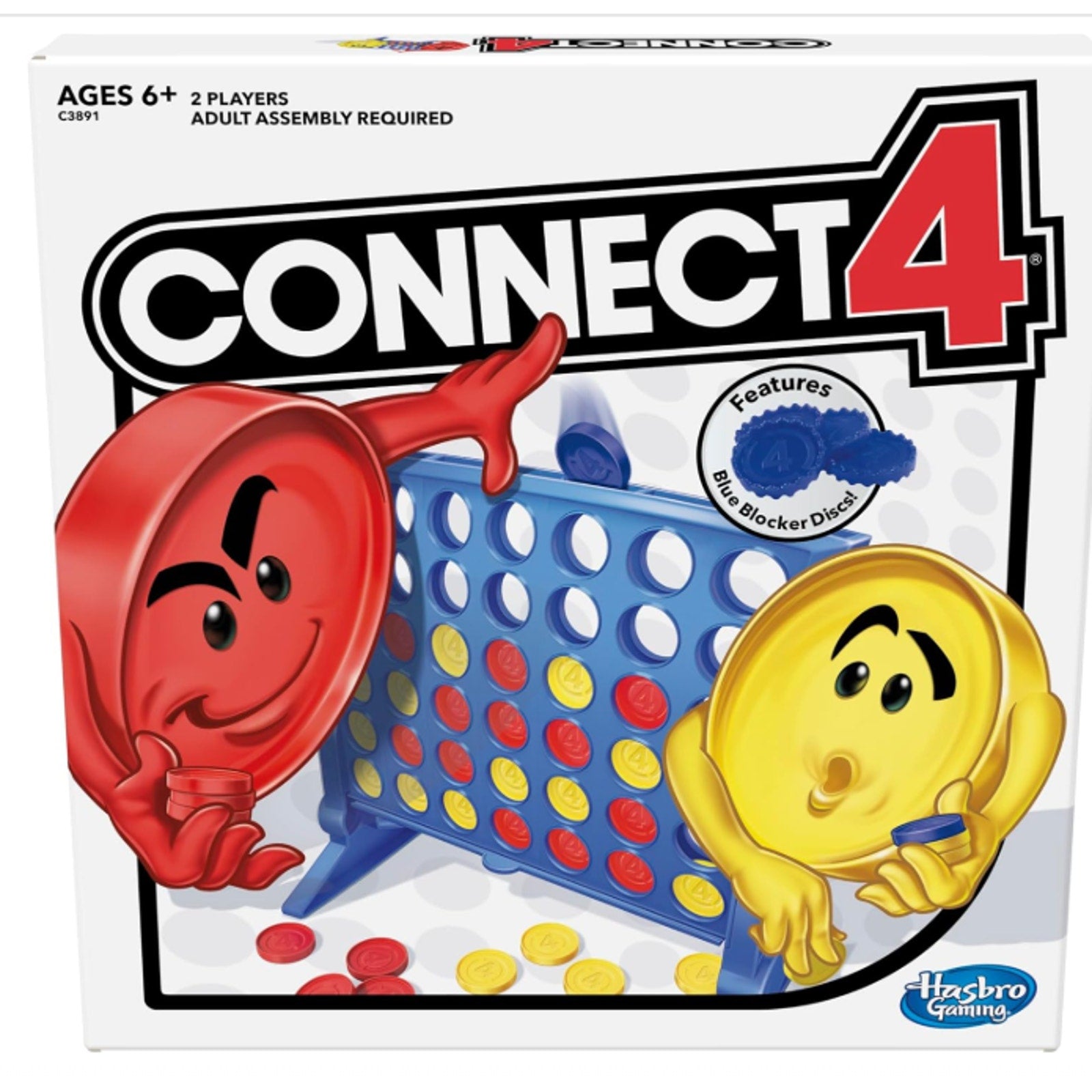 NEW! Connect 4 Game Features Blue Blocker Discs Ages 6+ Hasbro Gaming