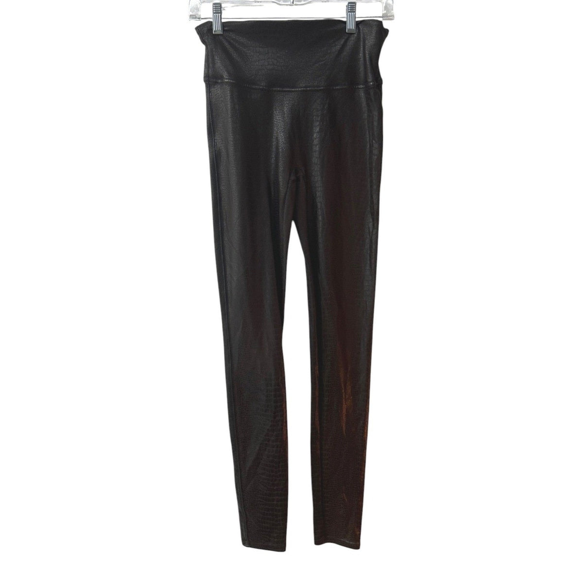 Spanx Faux Leather Croc Leggings Dark Brown High Waisted Medium Slimming Pants