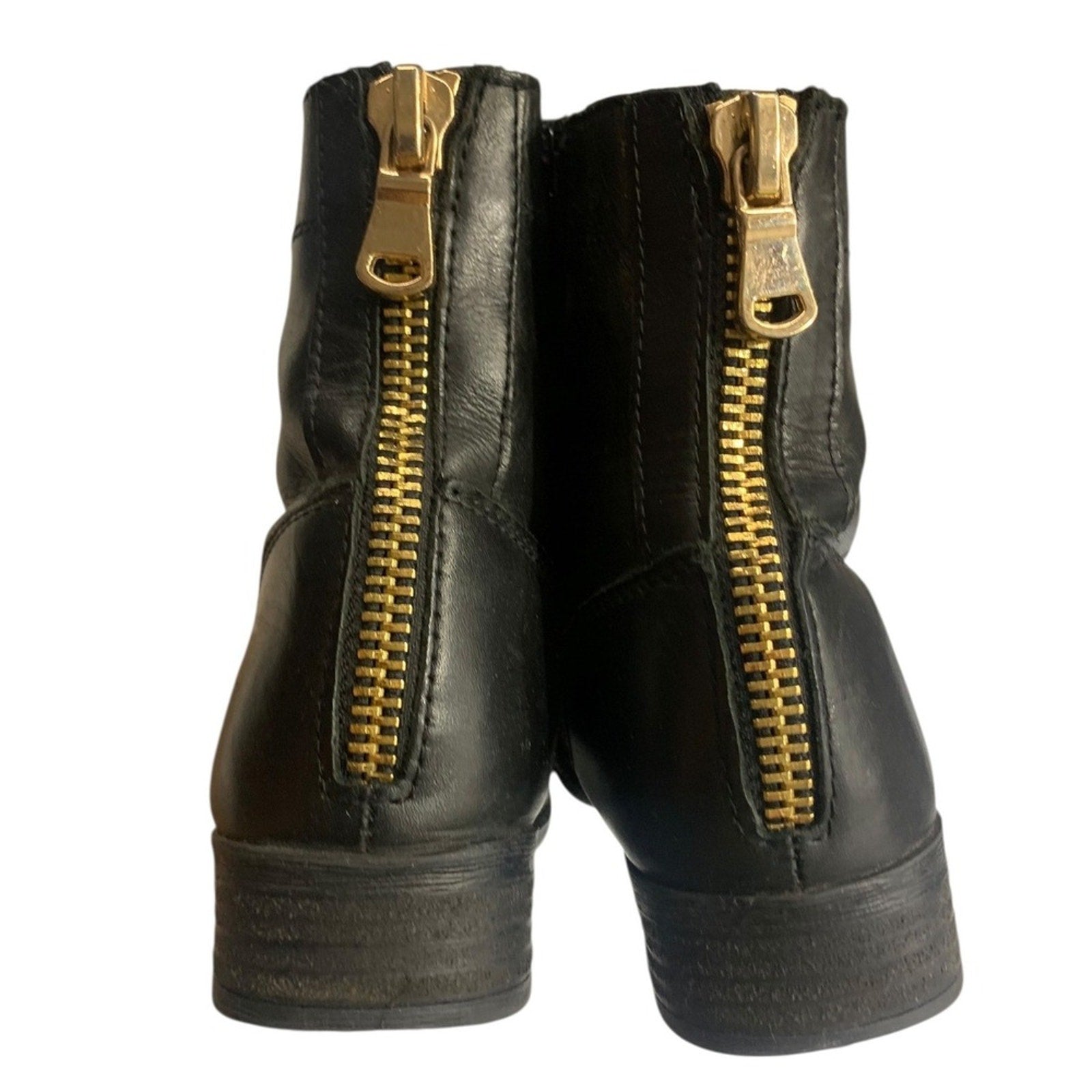 ALDO FELALIA Black Leather Lace Up Side Zip Combat Boots Women US 6.5