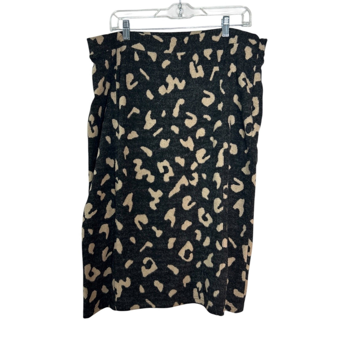 Anthropologie Maeve Delphine Leopard Sweater Pencil Skirt XL Gray Tan Midi Lined