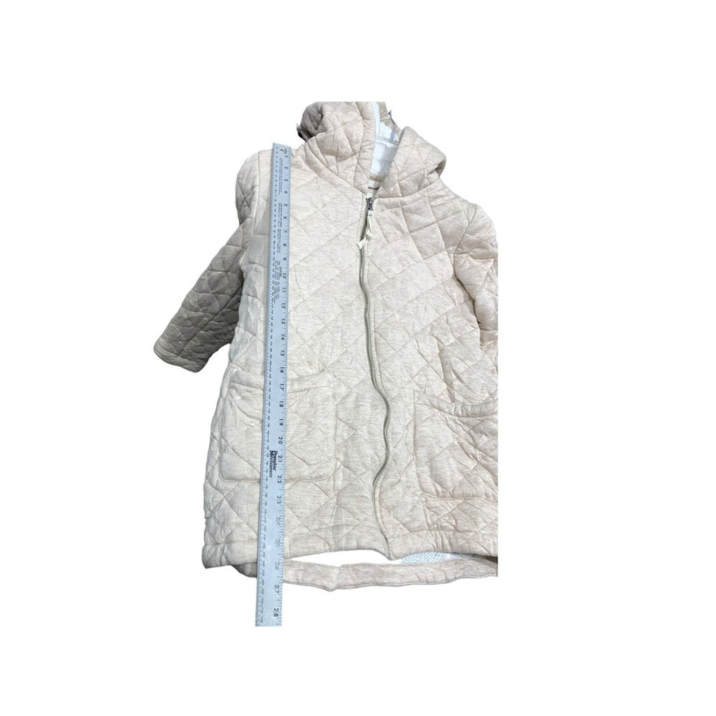 Saturday Sunday Quilted Hooded Jacket Beige Full Zip Pockets Cozy Womens sz M