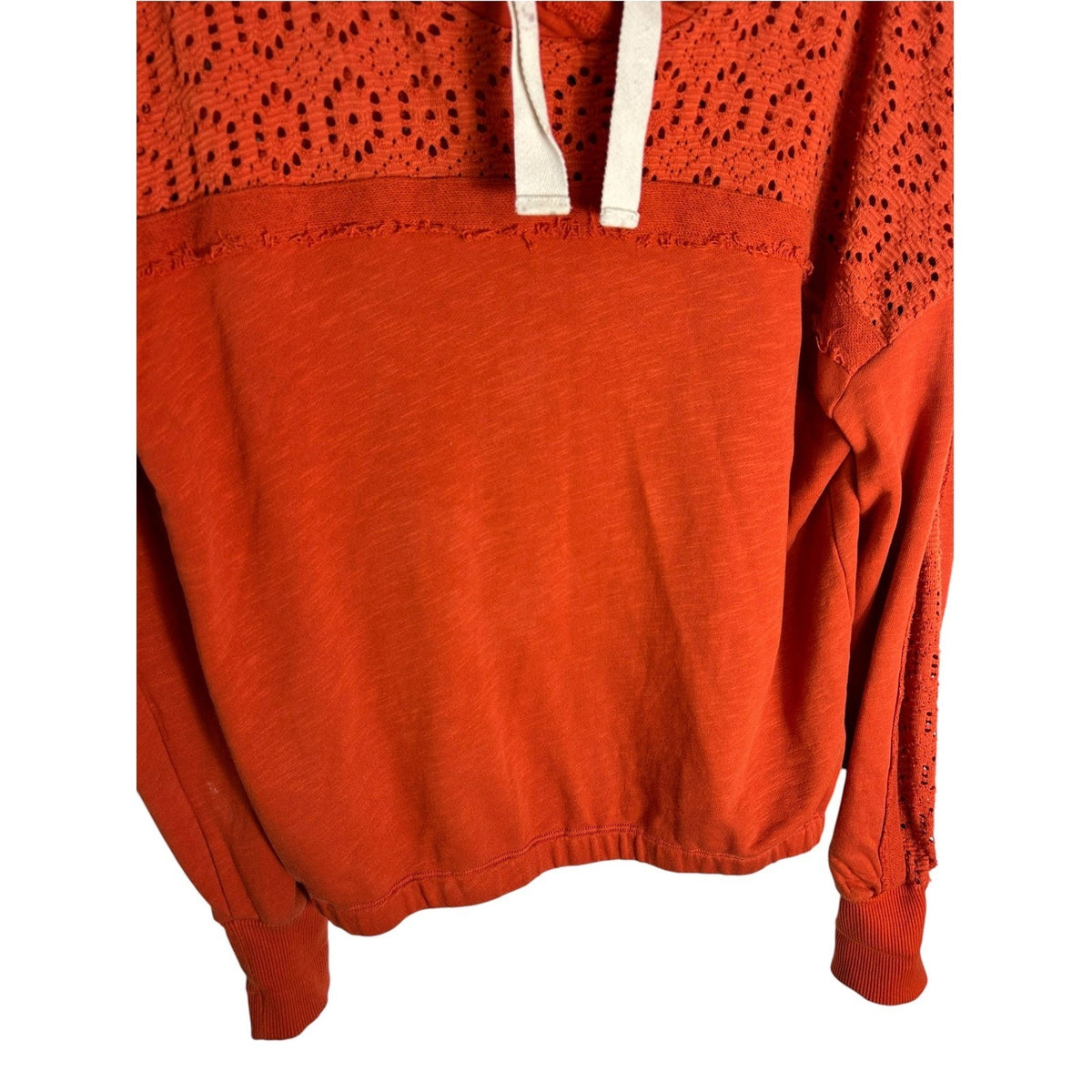 Daily Practice by Anthropologie Robyn Crochet Hoodie Orange Eyelet Medium