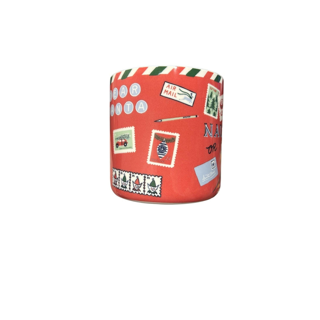 Anthropologie George & Viv Emily Taylor Naughty or Nice Christmas Mug Red Green