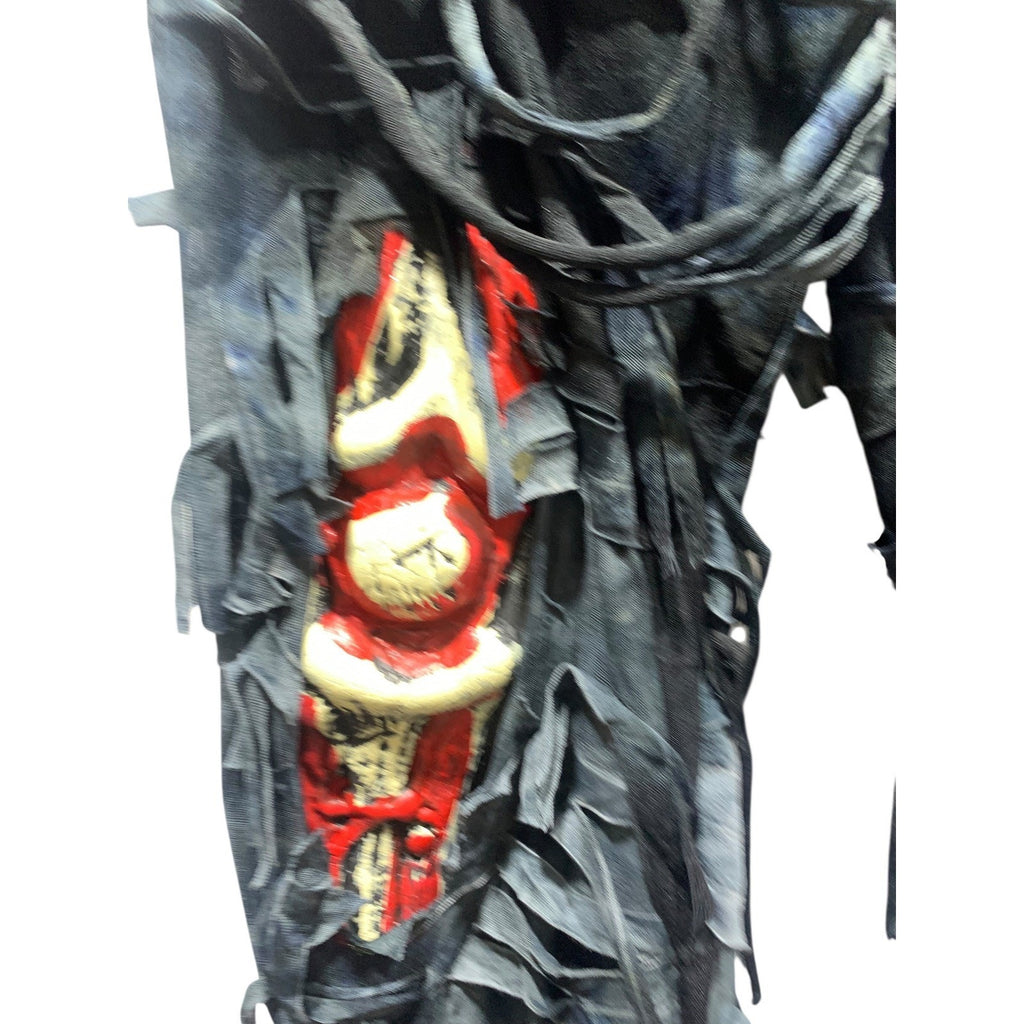 Zombie Deluxe Kids Costume Set Hooded Top Pants Mask Gloves Gray Red Size L