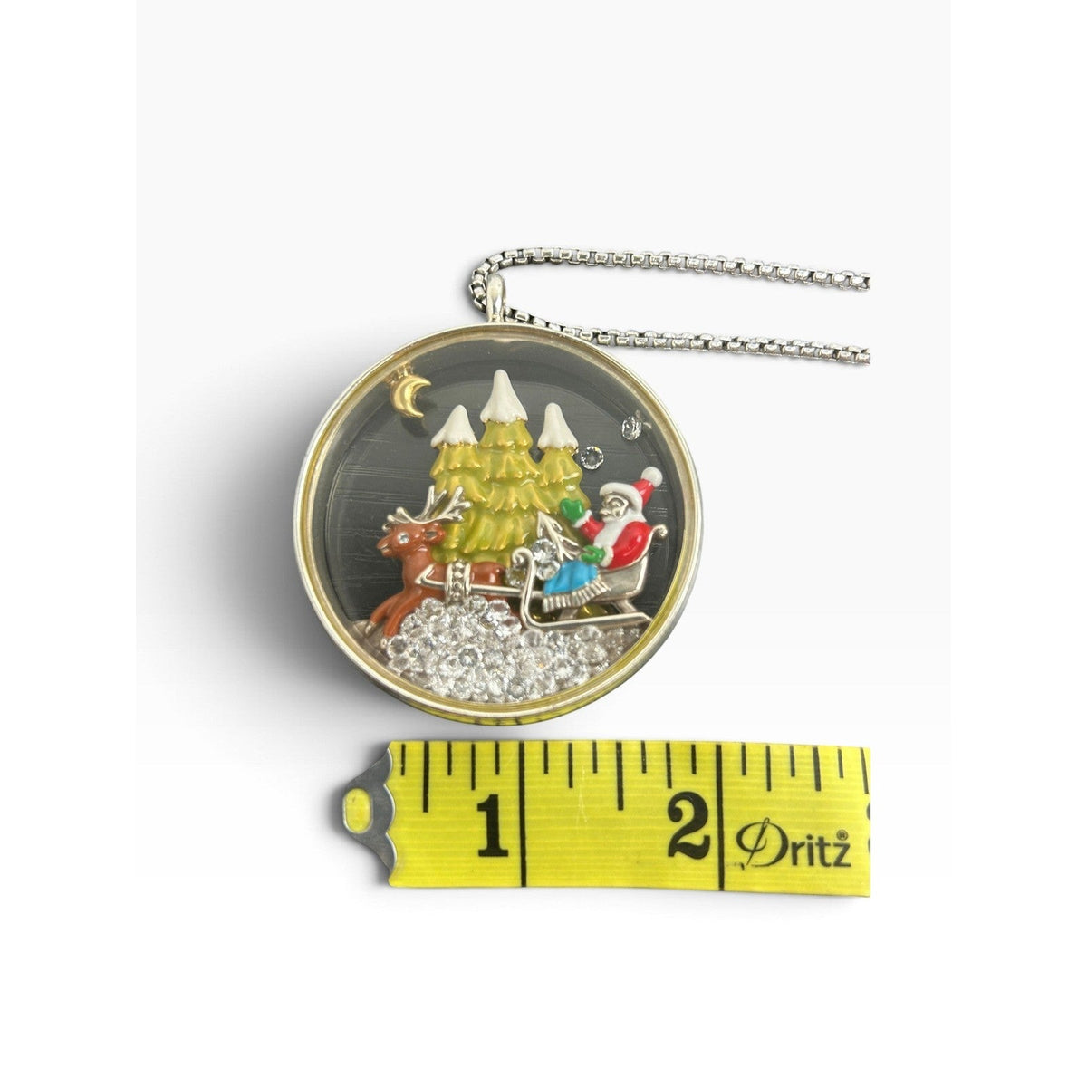 Brighton Christmas Santa Reindeer Shaker Pendant Necklace Silver Gold Tone 20in