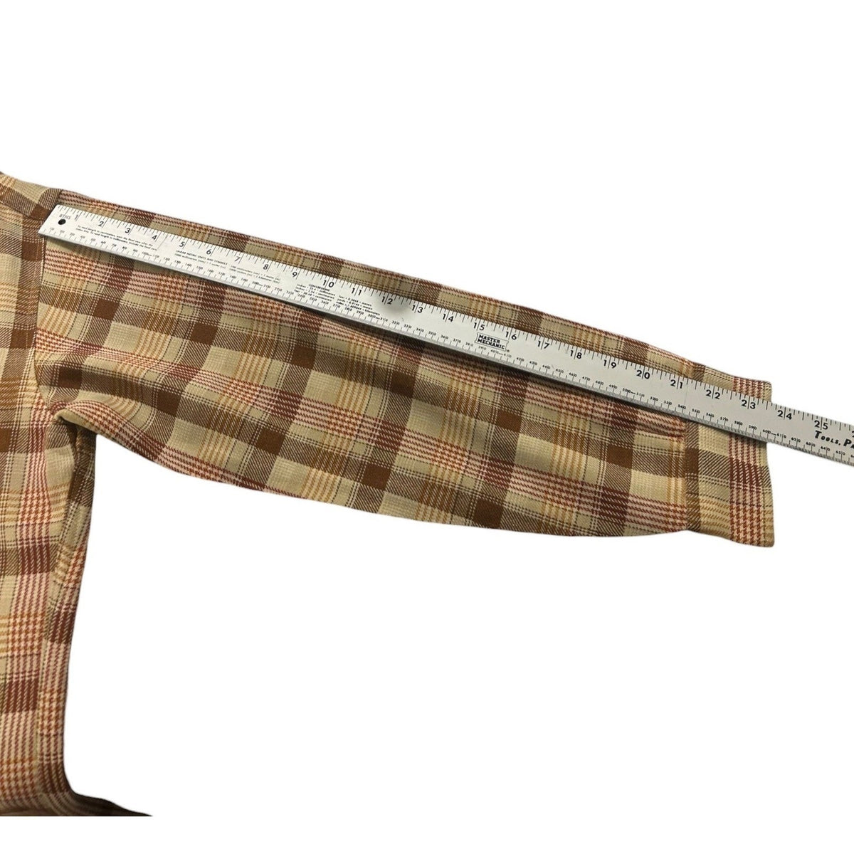 Vintage Pendleton Wool Plaid Flannel Shirt Mens Large Brown Tan Made in USA work