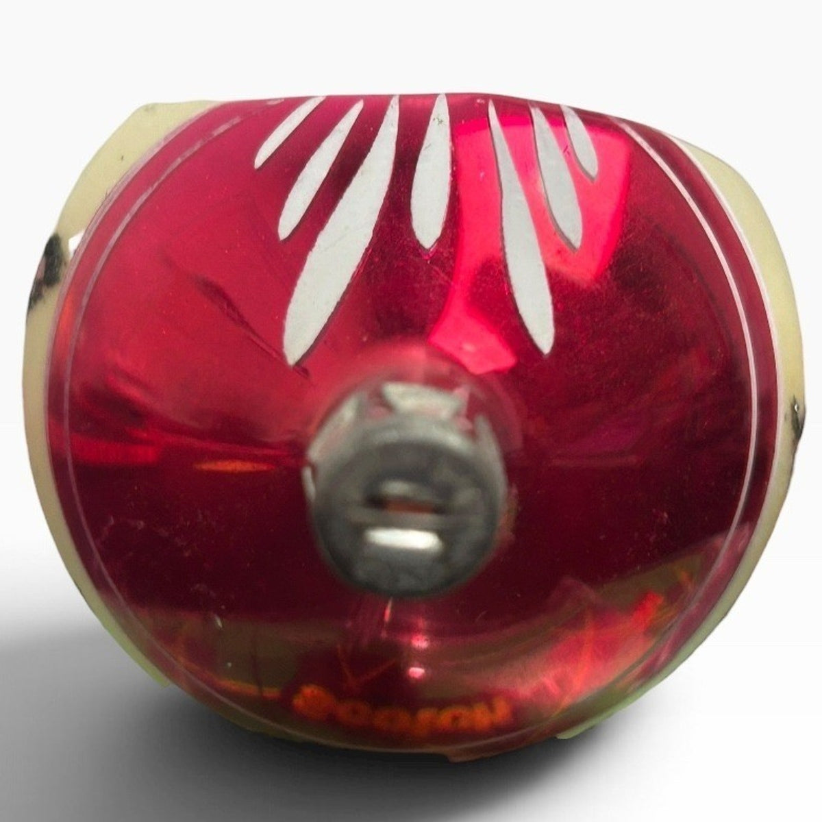 Vintage Poland Teardrop Indented Reflector Glass Christmas Ornament Red 3.25in