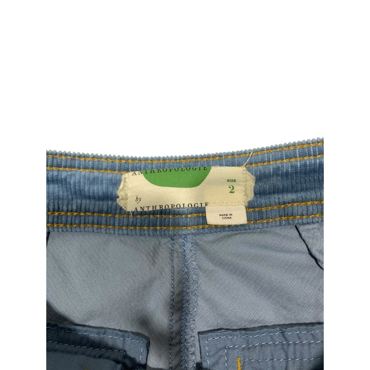 Anthropologie Blue Corduroy Button Front Midi A-Line Skirt Size 2 Cottagecore