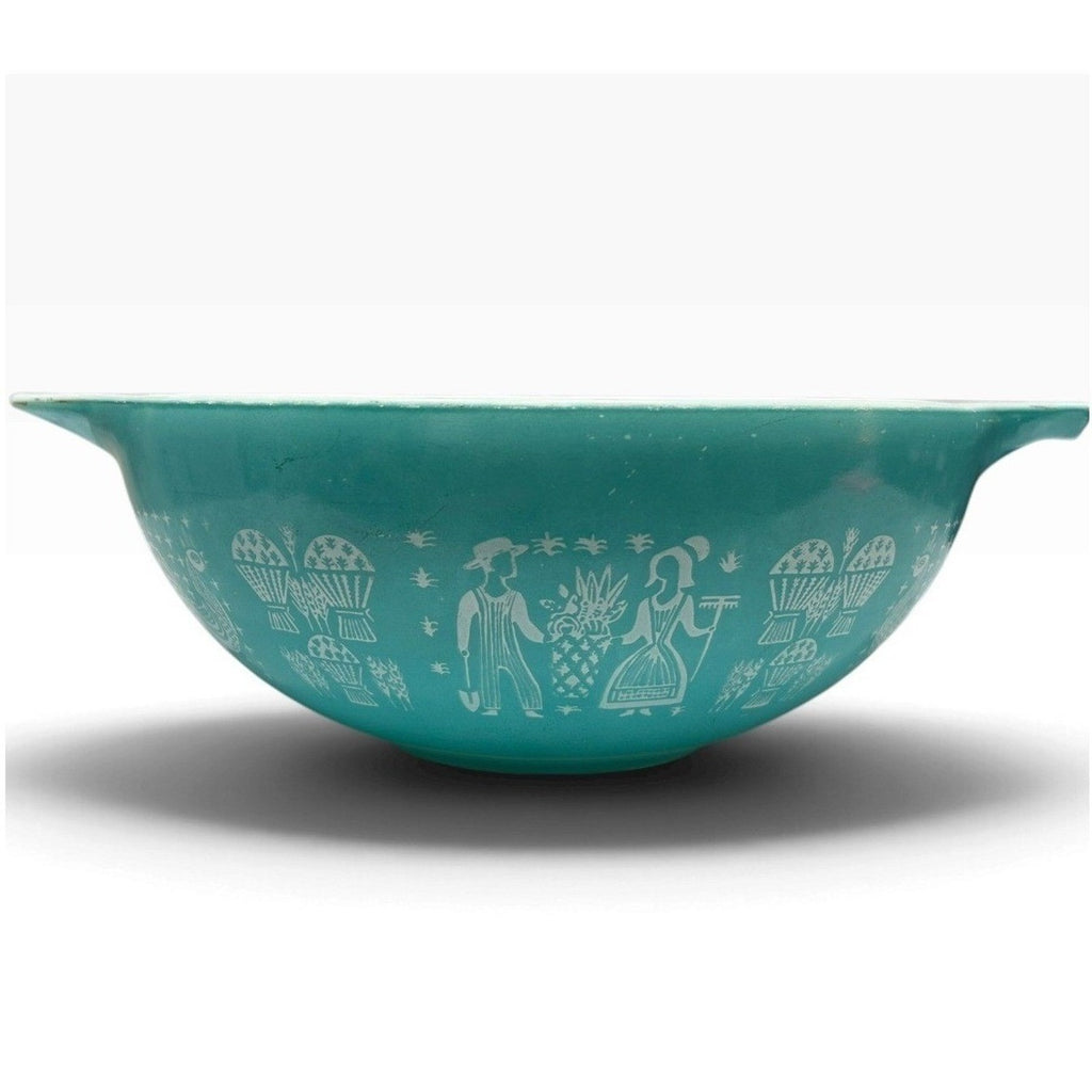 Rare Vintage Pyrex Butterprint Turquoise Cinderella Mixing Bowl Amish Print 444