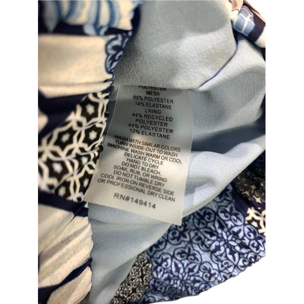 Johnny Was Bee Active Blue Floral Mosaic Full Zip Bomber Jacket Large L