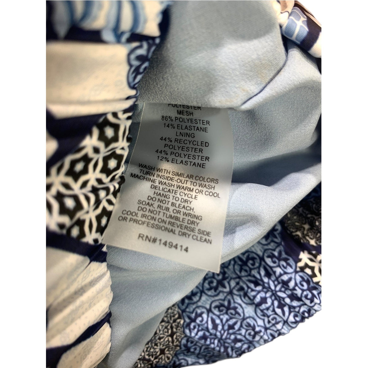 Johnny Was Bee Active Blue Floral Mosaic Full Zip Bomber Jacket Large L