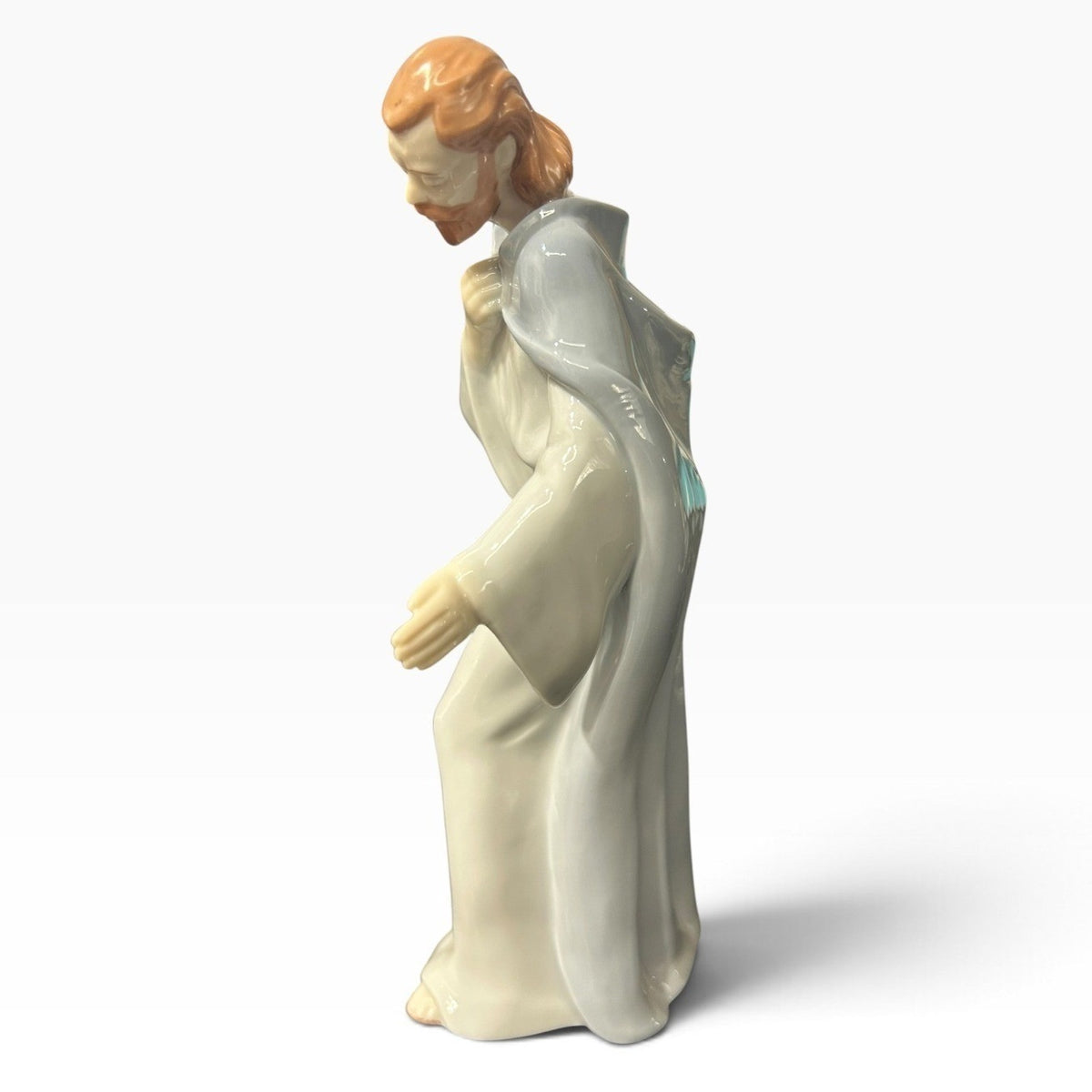 Avon 1992 Saint Joseph Nativity Porcelain Figurine Blue Cream 6.5 Inch Vintage