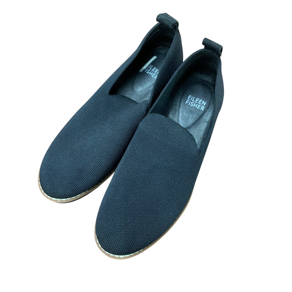 Eileen Fisher Etta Black Knit Loafers Comfortable Slip On Shoes Women's Size 6