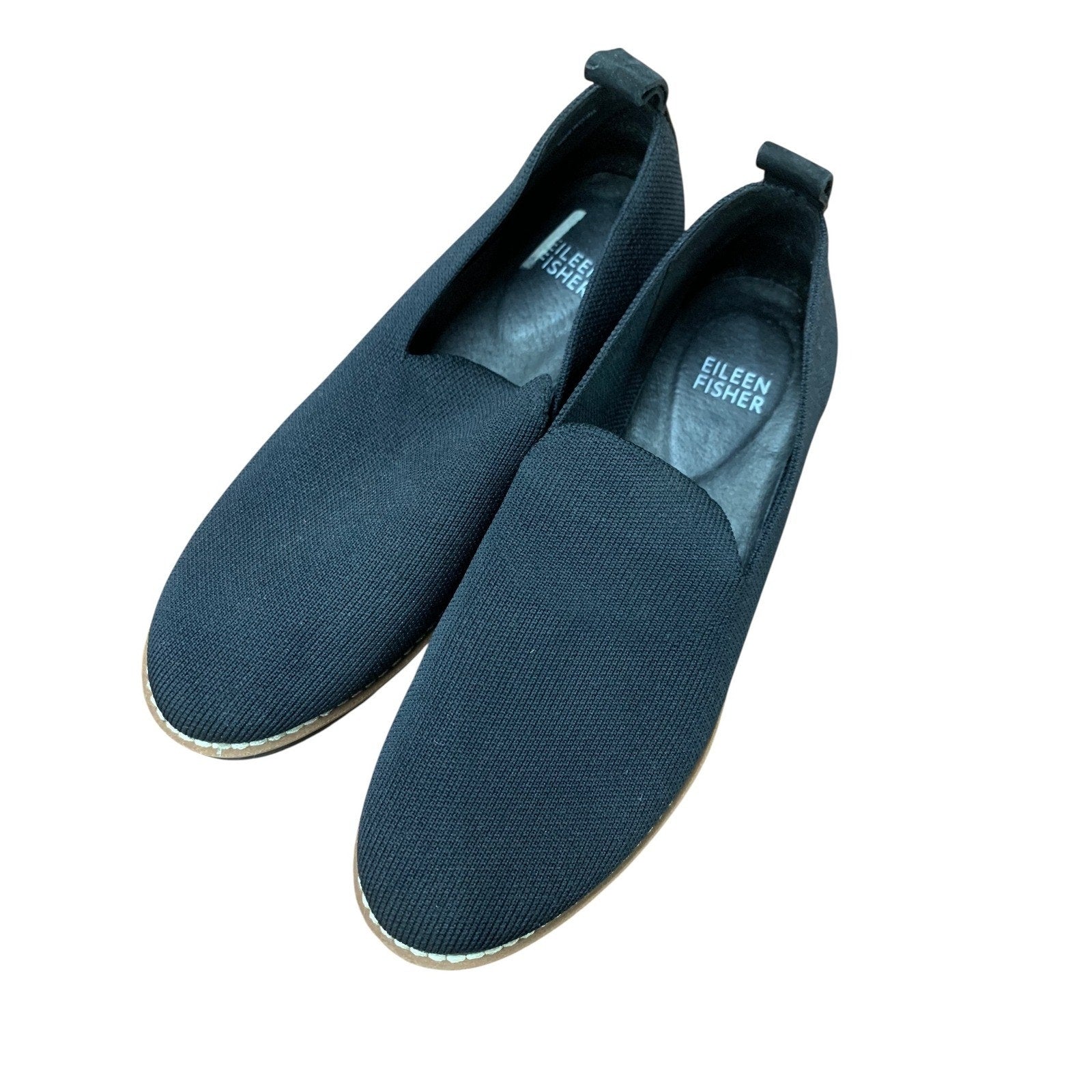 Eileen Fisher Etta Black Knit Loafers Comfortable Slip On Shoes Women's Size 6