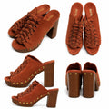 Michael Kors Terracotta Suede Woven Studded Platform Clog Sandals 5.5M PW16F