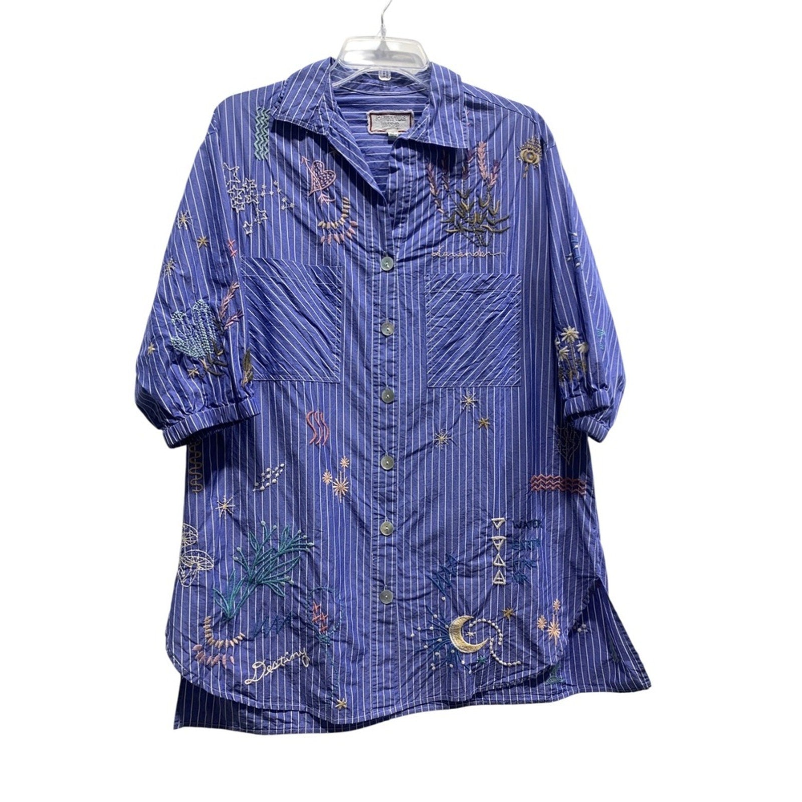 Johnny Was Sezane Weekend Oversized Tunic SZ Medium Embroidered Bohemian Top