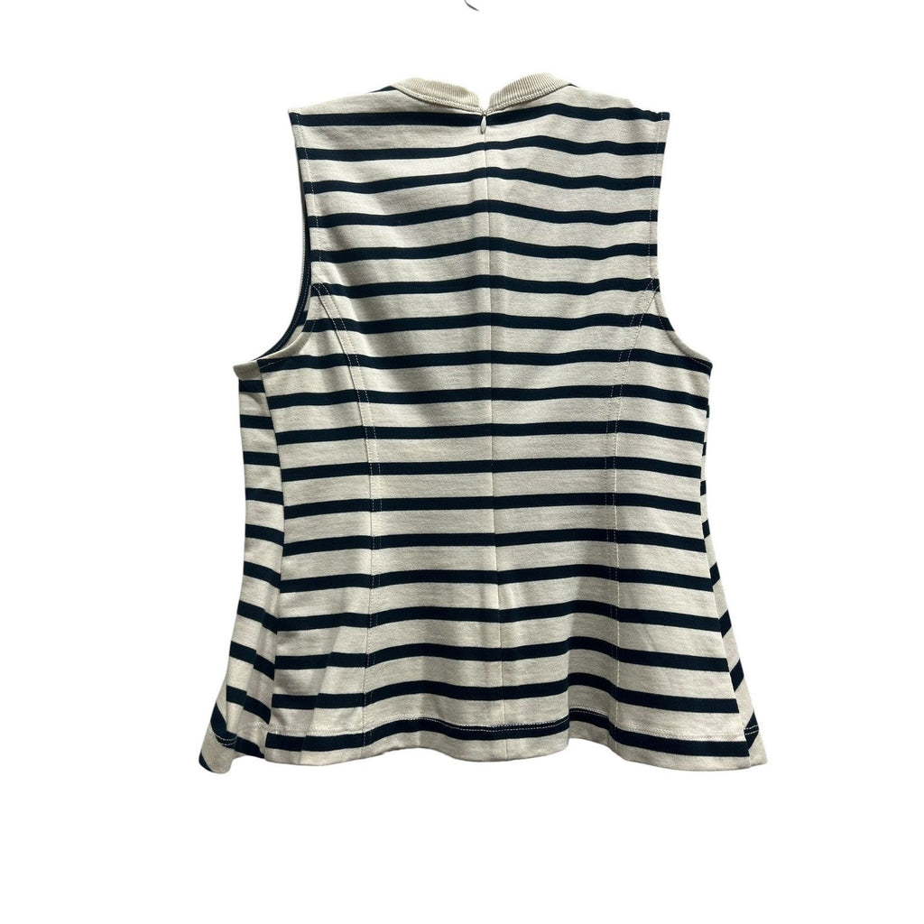 T by Alexander Wang Womens XS Striped Sleeveless Peplum Top Ivory 100% Cotton