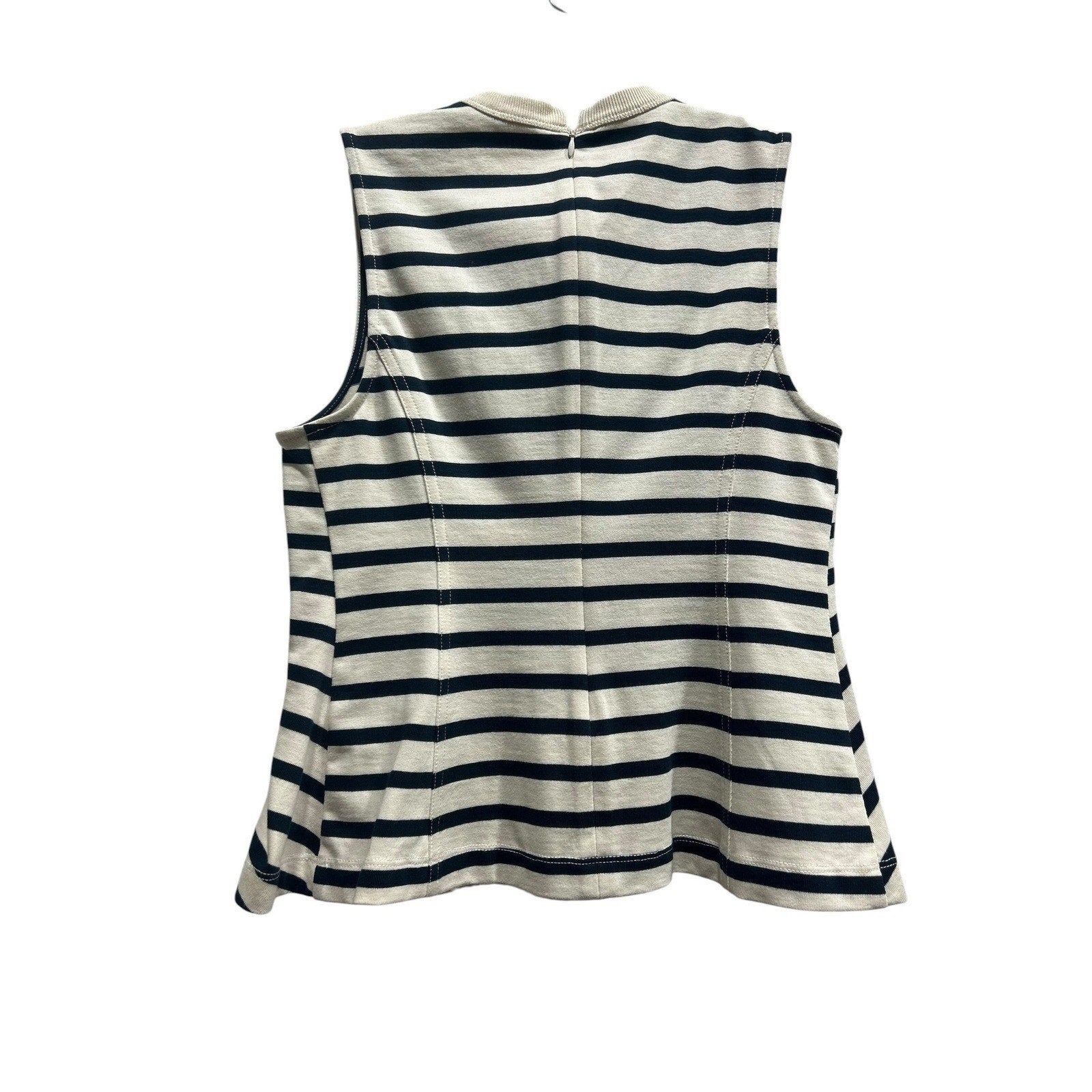 T by Alexander Wang Womens XS Striped Sleeveless Peplum Top Ivory 100% Cotton