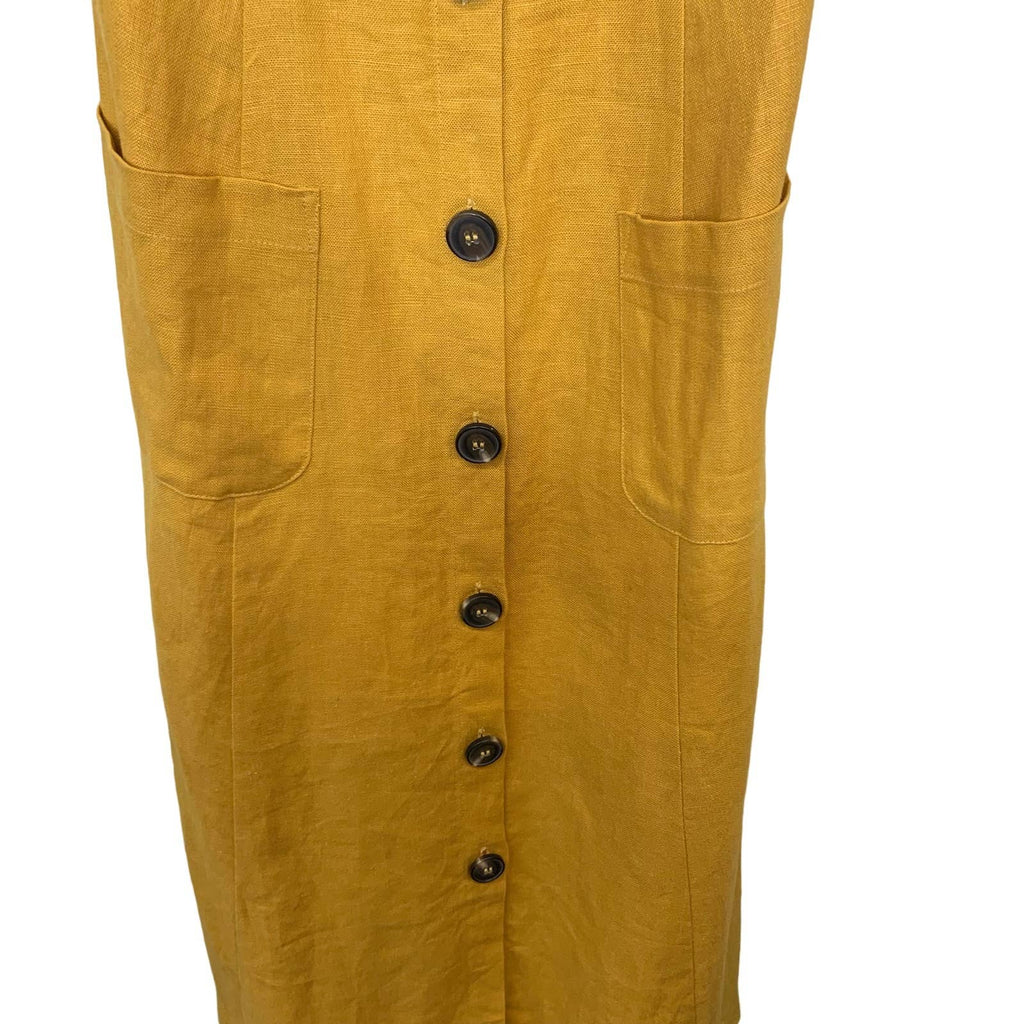 Reformation Hattie Linen Midi Dress, Mustard Yellow SZ 2